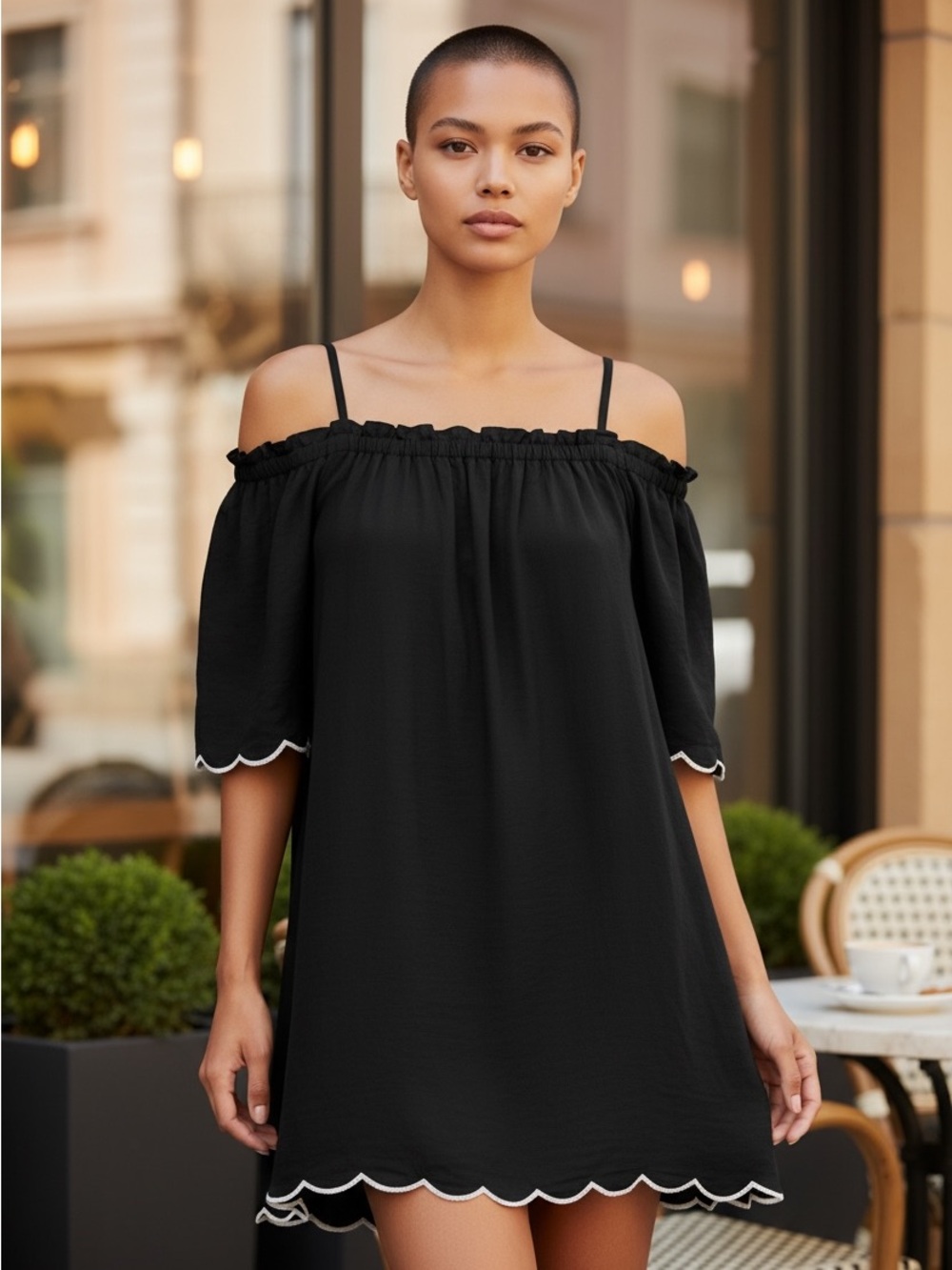 AS U WISH Black Off the Shoulder Dress